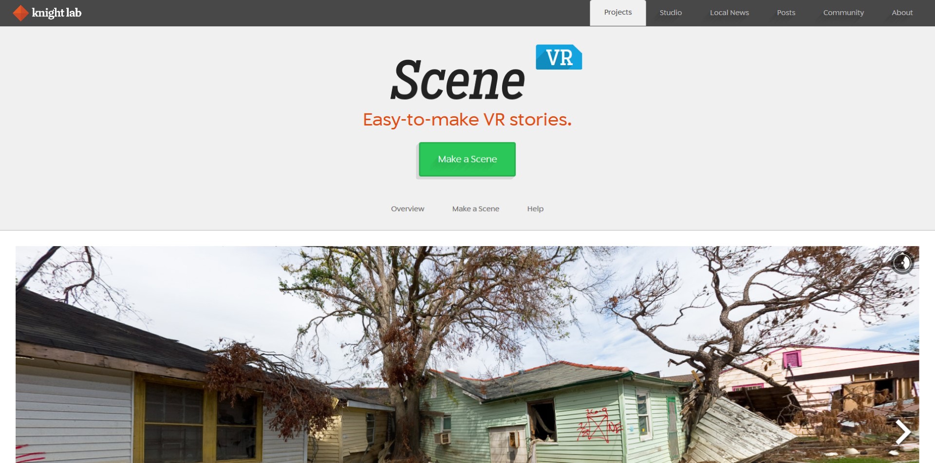 Captura de ecrã do serviço Scene