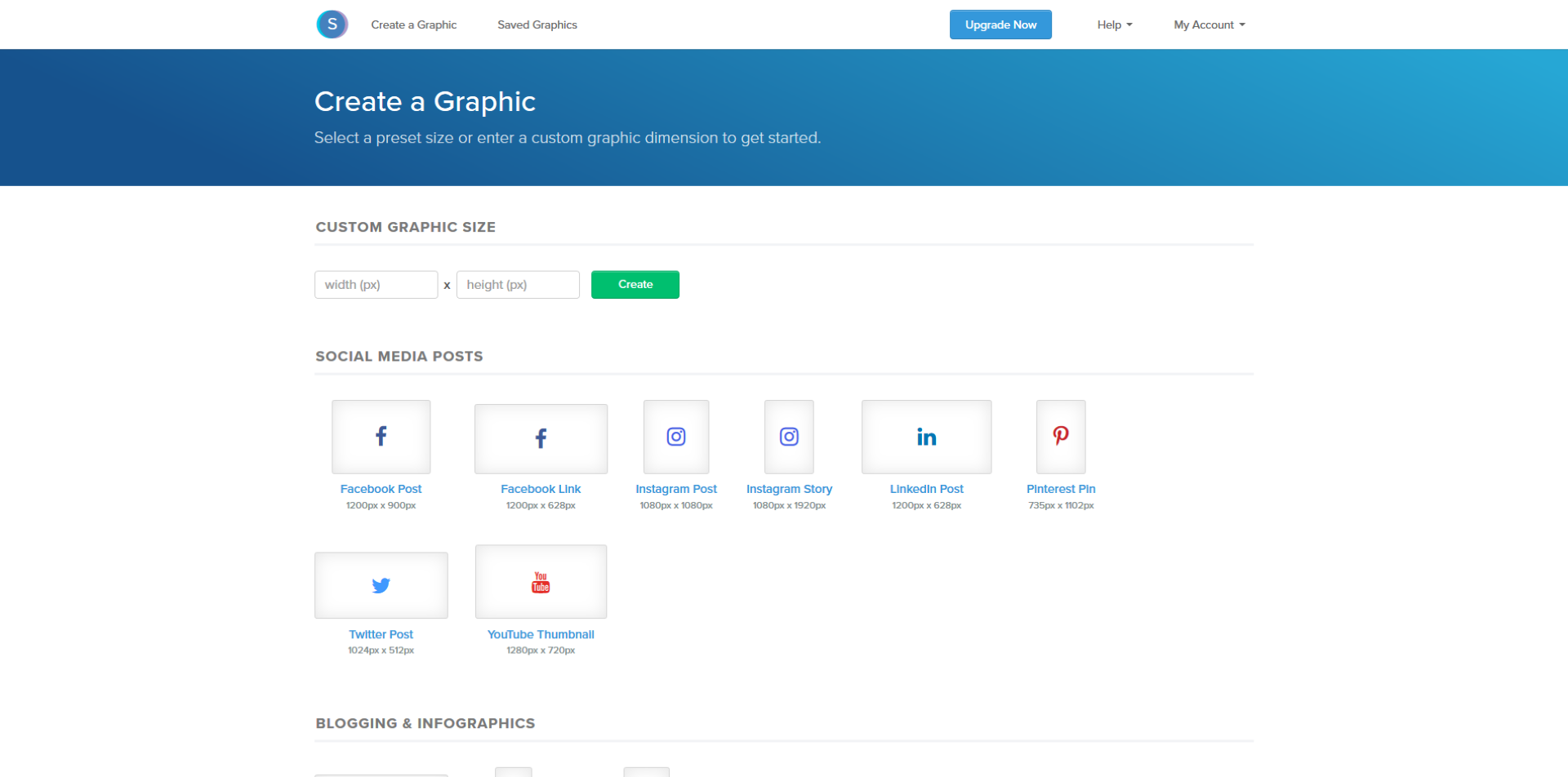 Captura de ecrã do Snappa