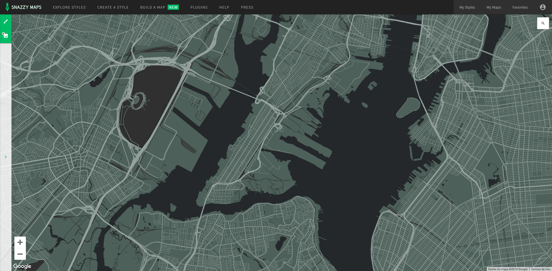 Captura de ecrã do Snazzy Maps